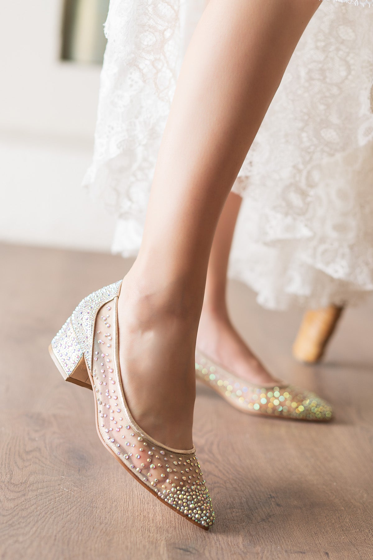 Wedding Dress Gold Tulle Shoes diamond look sheer bridal shoes handmade special design