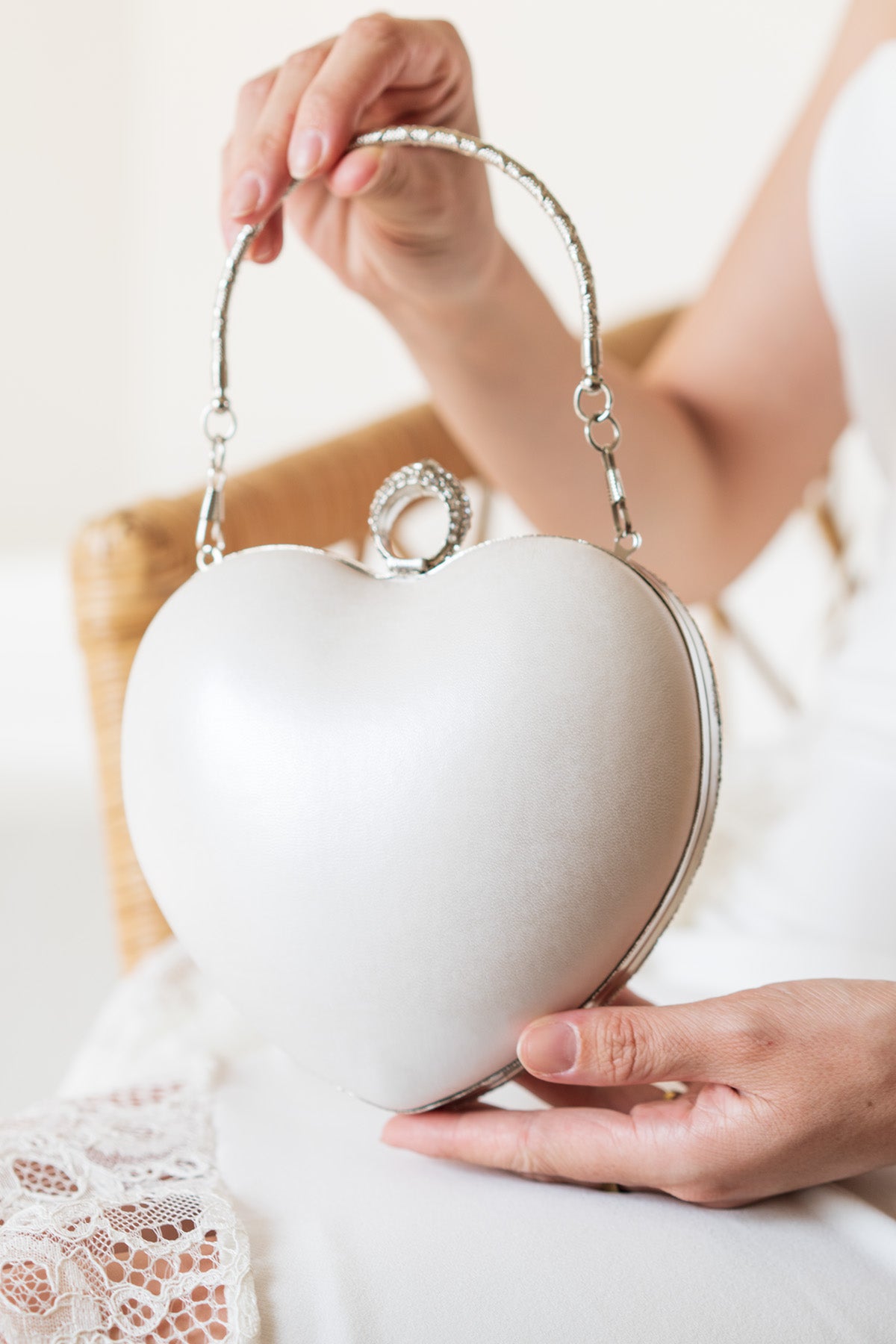 bridal hearth bag with rhinestones and pearls personalized stylish design