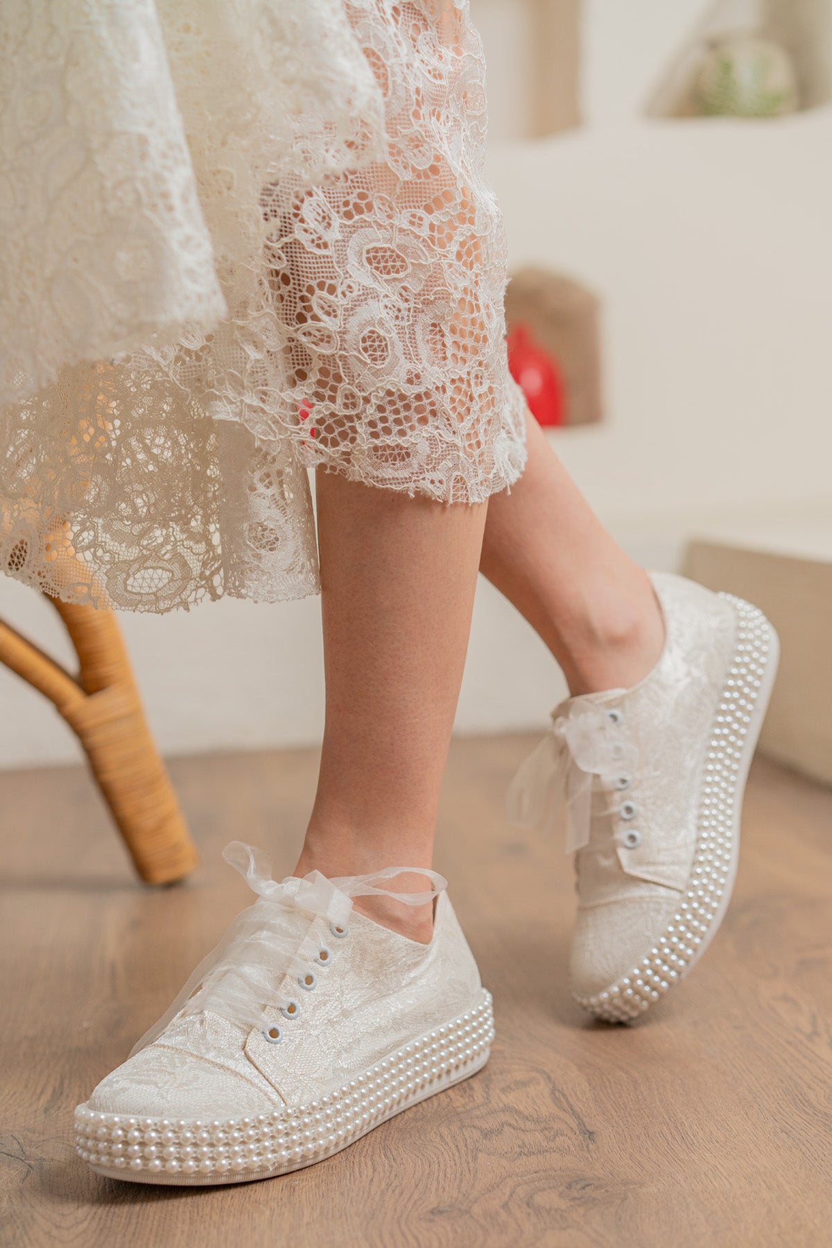 wedding dress converse pearl embroidered personalized stylish designer wedding shoes