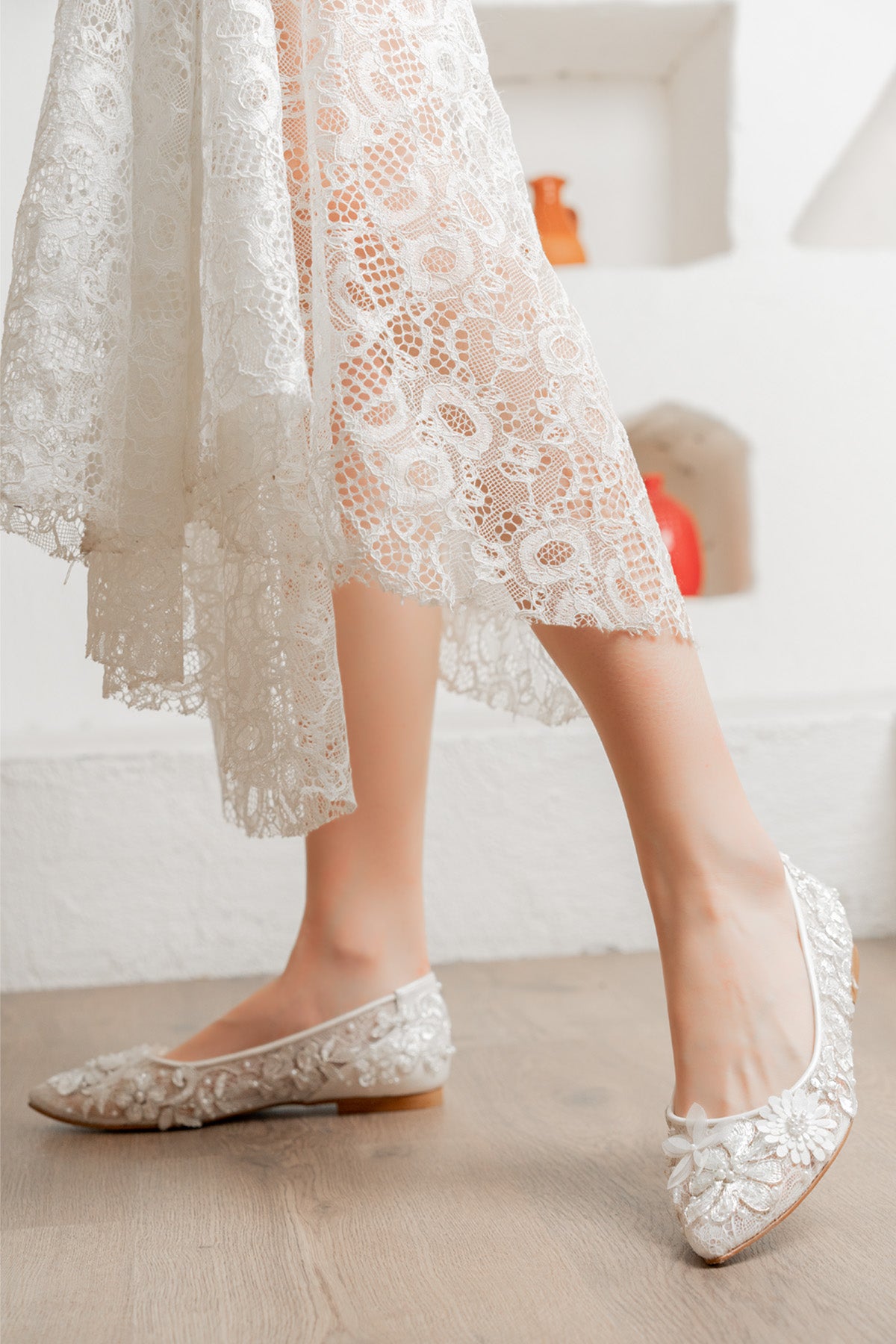 wedding dress flat shoes lace embroidered personalized stylish