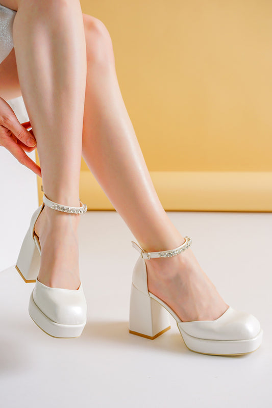 bridal shoes platform sole thick heels stylish designn