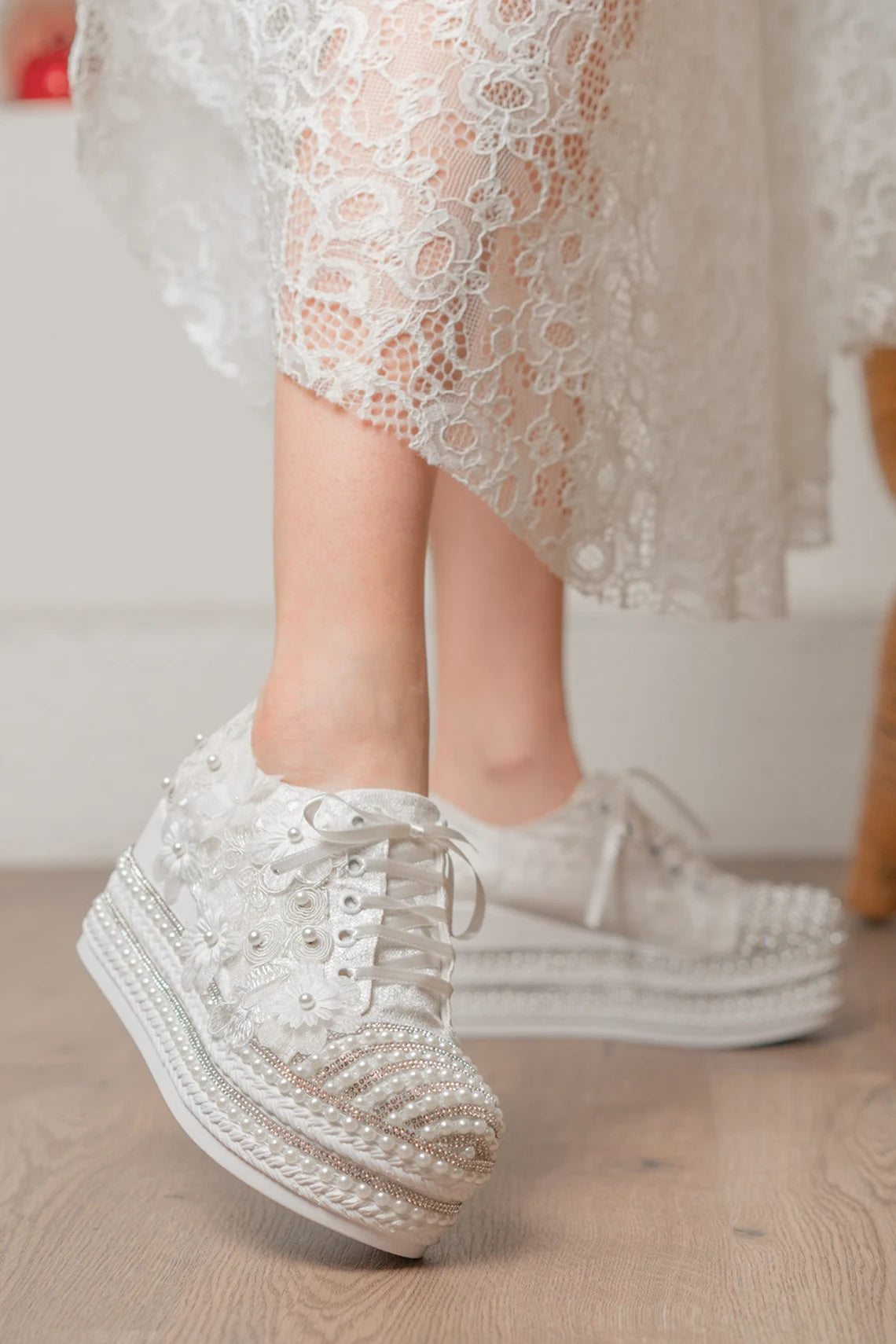 wedding dress converse stone and pearl embroidered